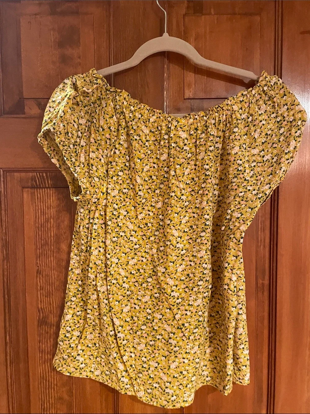 Old Navy Yellow Floral Off-Shoulder Peasant Top